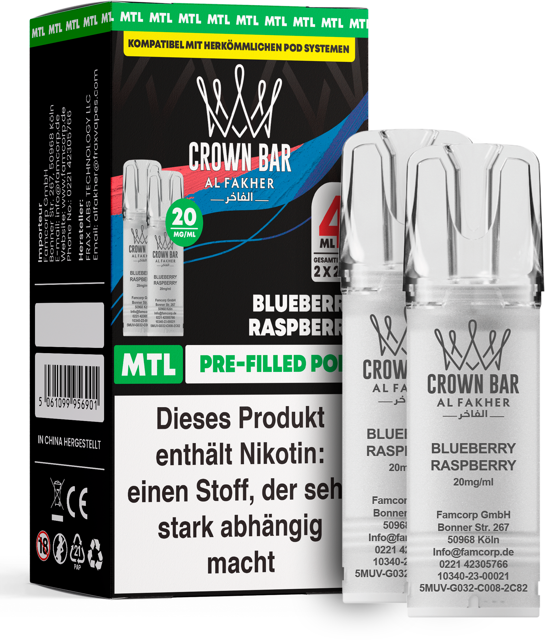 Al Fakher Blueberry Raspberry Pod (MTL)